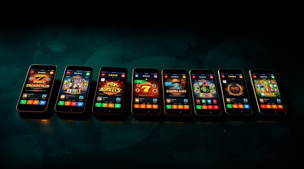 Smartphones showing casino games — mobile gaming illustration (AI generated)